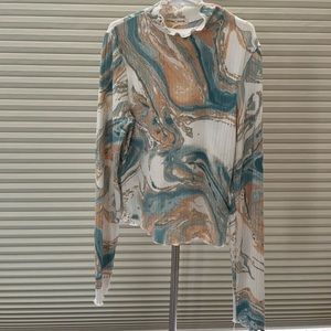 Moa Moa womens blouse small new with tags teal, orange & white